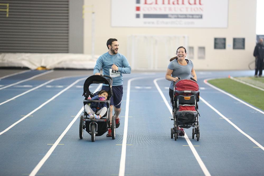 running with strollers on track